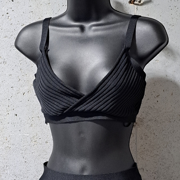 #097 Swank A Posh Cropped Bandage Ribbed Skirt Set - Picture 1 of 11